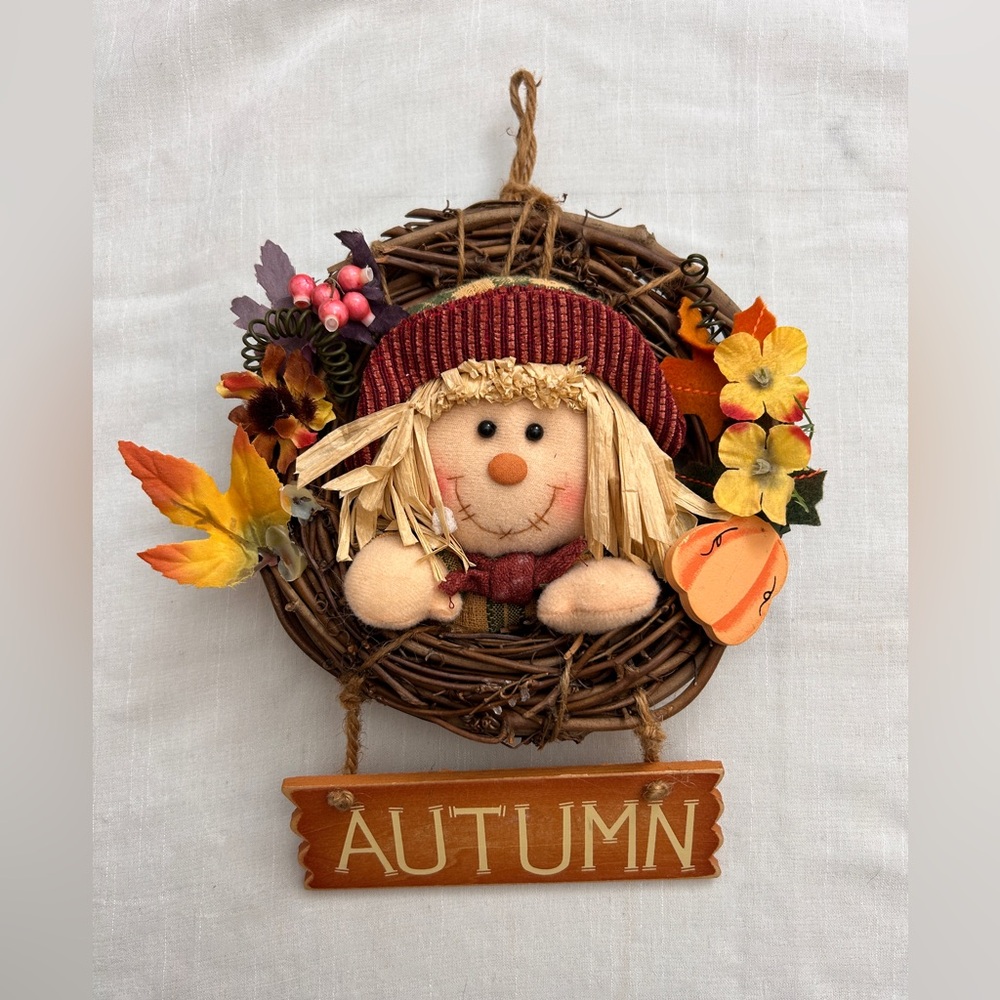 90’s Vintage Scarecrow Fall Decor Door Hangar